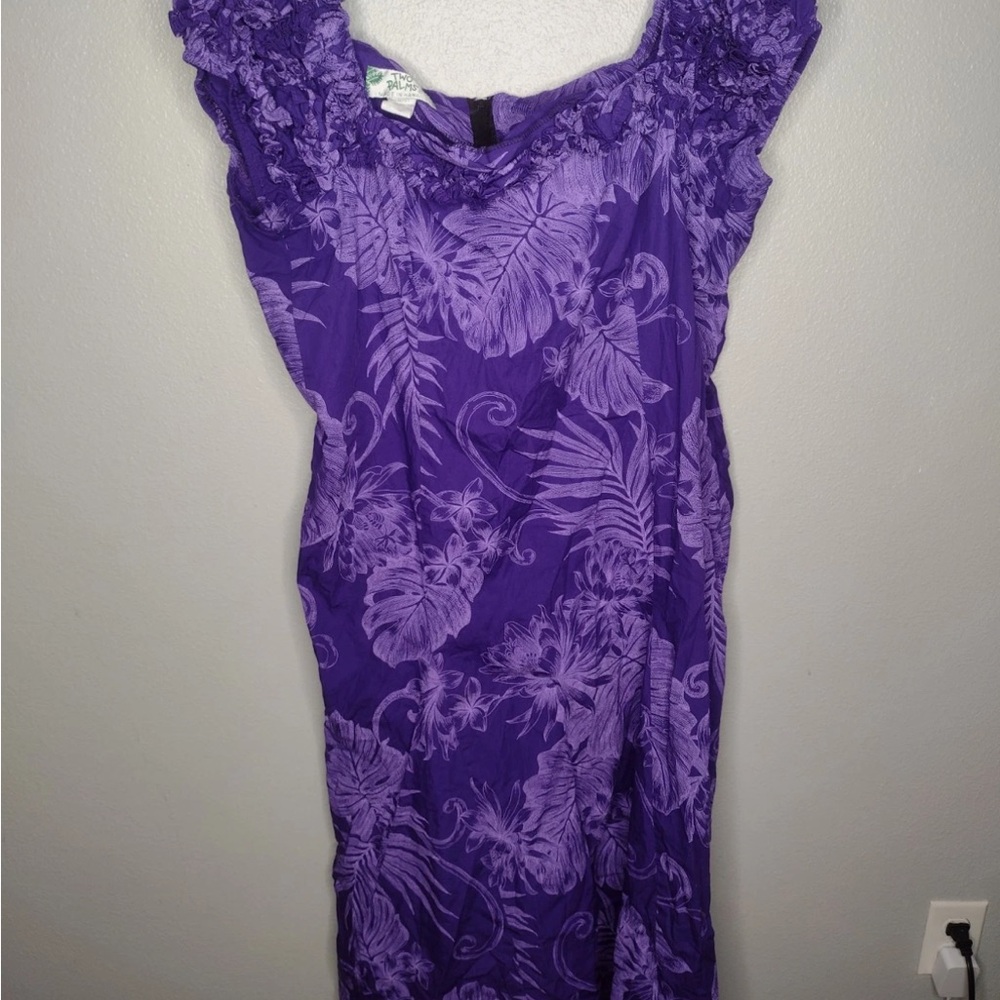 Two Palms Hawaiian Tropical Dress XL Purple Floral Dress